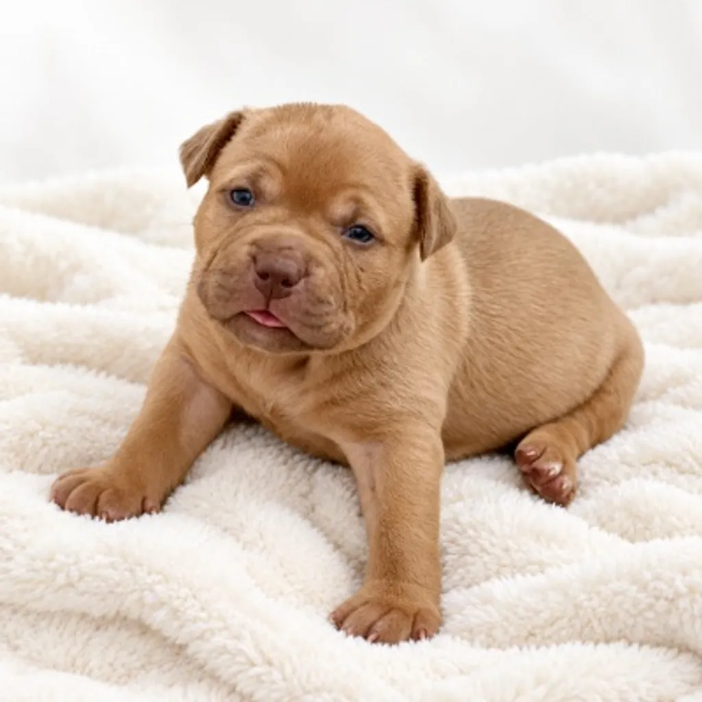 Bébé bully fawn assis
